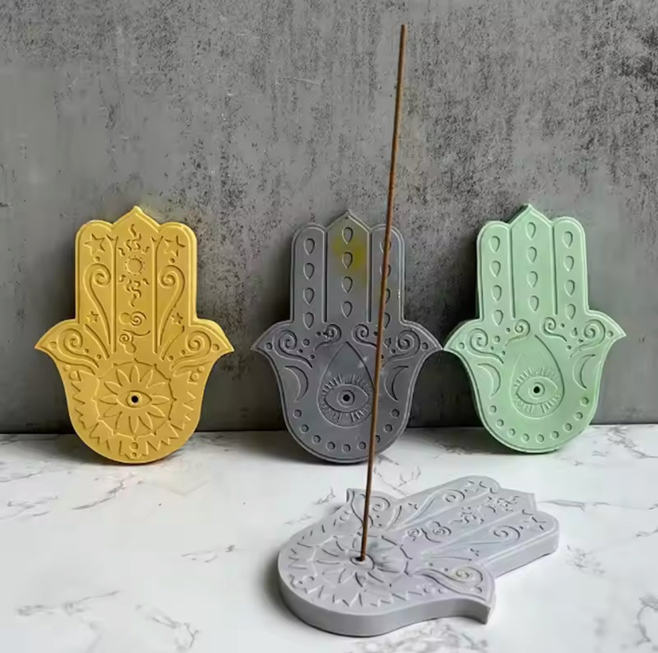 2PCS Hand of Fatima Incense Sticks Base/Flower of Life Holder Tray Home Decoration.