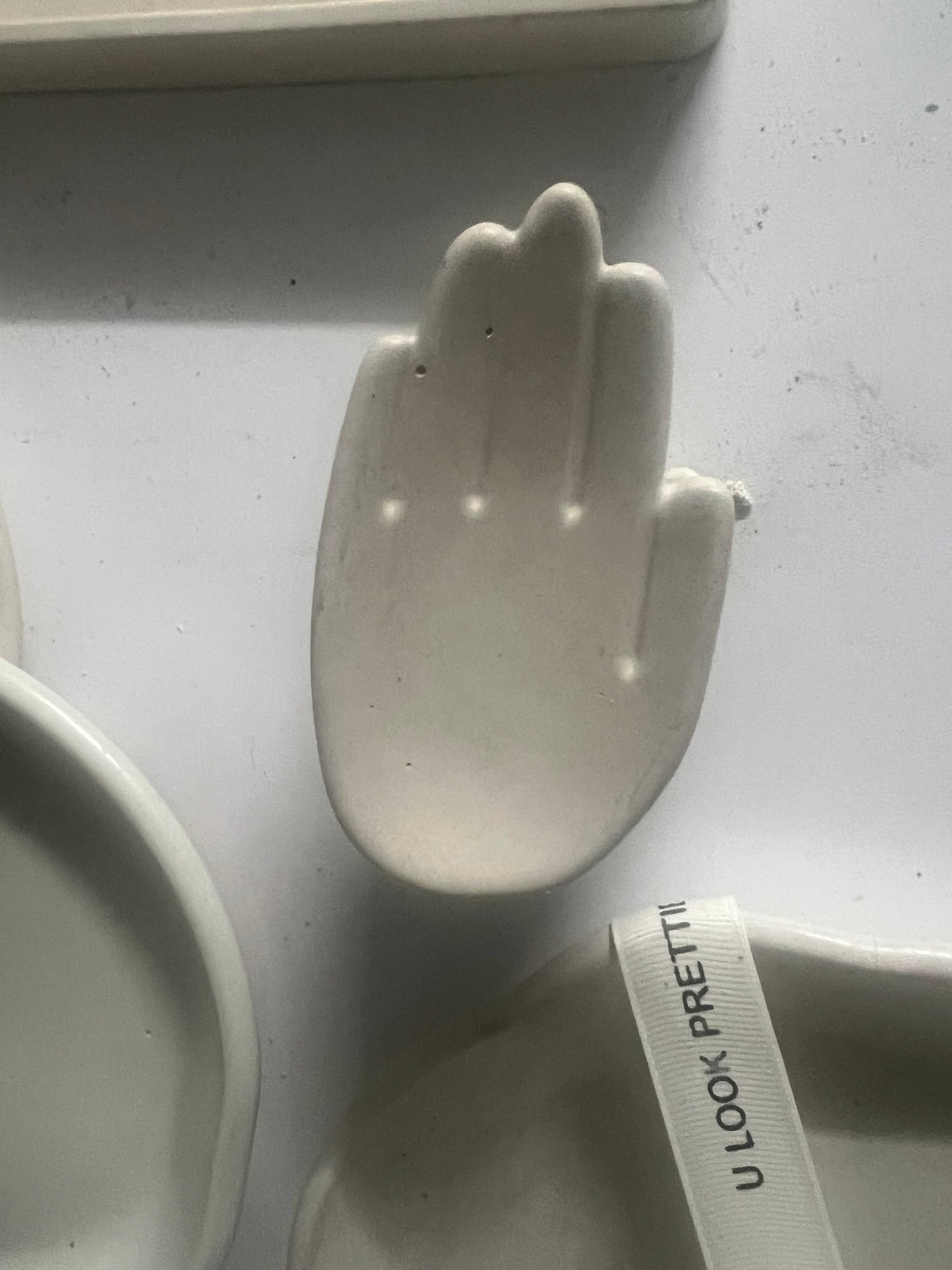 2pcs Palm Jewelry Tray | Ring Plate | Desktop Ornament Mini Tray White Cement.