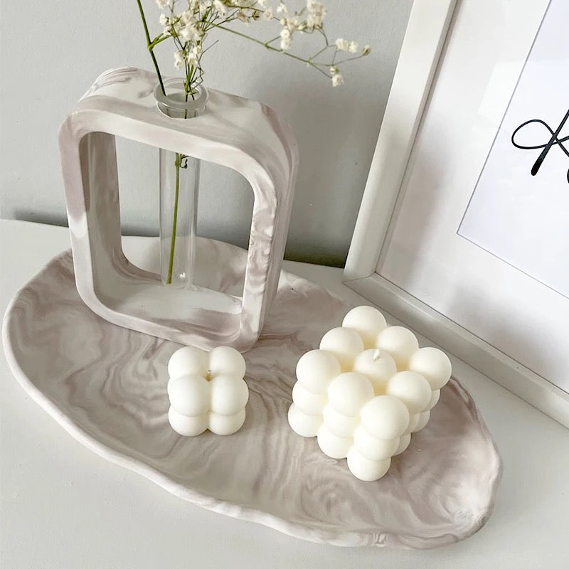 Concrete Oval Plate - Irregular Jewelry Storage Tray - Luxury Home Decor.