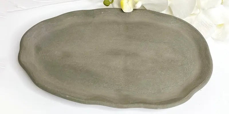 Concrete Oval Plate - Irregular Jewelry Storage Tray - Luxury Home Decor.
