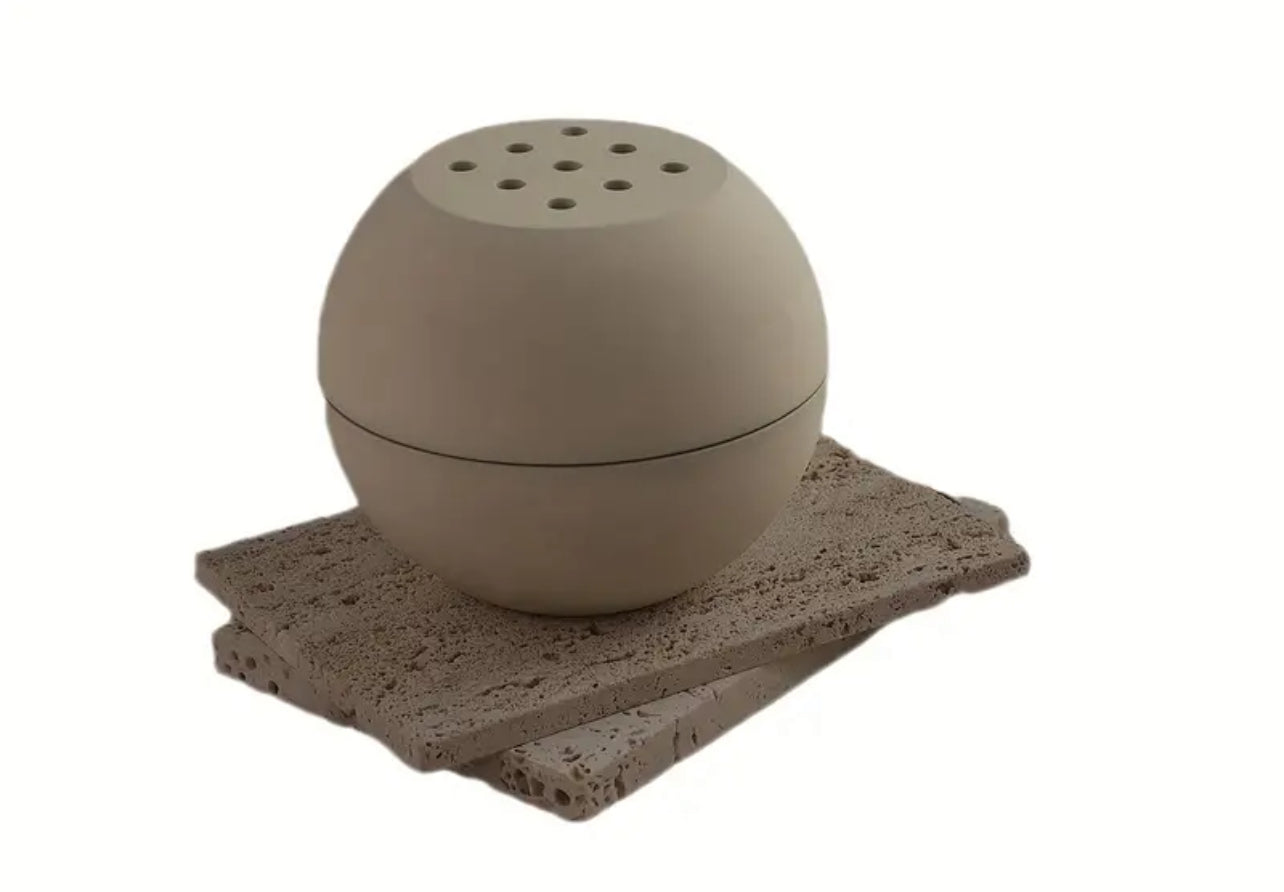 2pcs/set Concrete Incense Burner Jar/Cement Spherical Aromatherapy Jar Incense Holder.