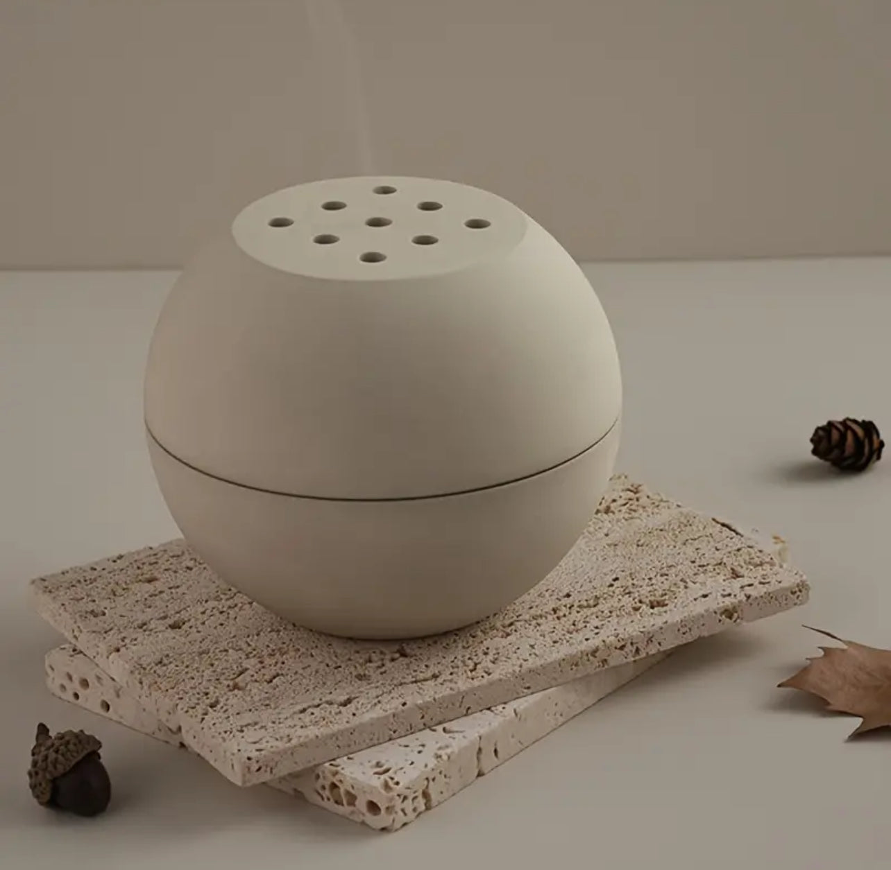 2pcs/set Concrete Incense Burner Jar/Cement Spherical Aromatherapy Jar Incense Holder.