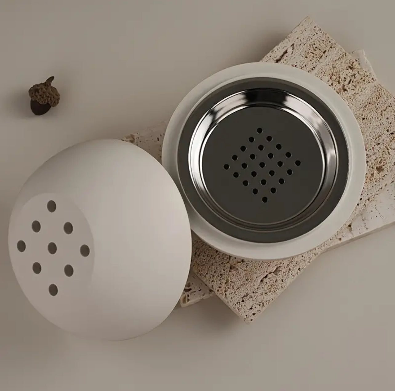 2pcs/set Concrete Incense Burner Jar/Cement Spherical Aromatherapy Jar Incense Holder.
